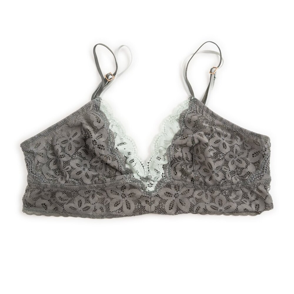 AERIE sage green / mint green two-tone lace bralette bra size L